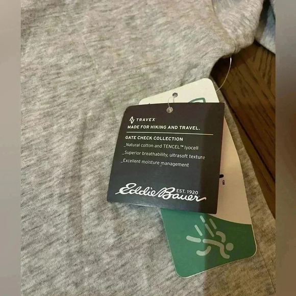 NWT Eddie Bauer Gate Check Long Sleeve Convertible Gray Top Medium - Picture 7 of 9